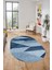 Baskılı Kaymaz Yıkanabilir Modern Oval Koridor Halısı Mutfak Halısı Salon Halısı O-Modern-54-Mavi 4