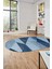 Baskılı Kaymaz Yıkanabilir Modern Oval Koridor Halısı Mutfak Halısı Salon Halısı O-Modern-54-Mavi 5