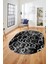 Baskılı Kaymaz Taban Yıkanabilir Şık Modern Yolluk Mutfak Oval Salon Halısı O-Modern-03-Antrasit 1