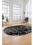 Baskılı Kaymaz Taban Yıkanabilir Şık Modern Yolluk Mutfak Oval Salon Halısı O-Modern-03-Antrasit 2