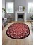 Modern Klasik Desen Dijital Kaymaz Yıkanabilir Oval Yolluk Mutfak Salon Halısı O-Modern-32-Bordo 1