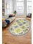 Etnik Modern Desenli Dijital Kaymaz Yıkanabilir Oval Yolluk Mutfak Salon Halısı O-Modern-14-Sarı 5