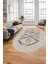 Baskılı Kaymaz Yıkanabilir Şık Modern Oval Yolluk Mutfak Halısı Salon Halısı O-Modern-59-Bej 2