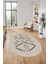 Baskılı Kaymaz Yıkanabilir Şık Modern Oval Yolluk Mutfak Halısı Salon Halısı O-Modern-59-Bej 4