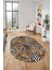 Yaprak Desen Baskılı Kaymaz Taban Yıkanabilir Modern Oval Yolluk Salon Halısı O-MODERN-100-KAHVE 1