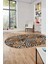 Yaprak Desen Baskılı Kaymaz Taban Yıkanabilir Modern Oval Yolluk Salon Halısı O-MODERN-100-KAHVE 2