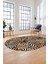 Yaprak Desen Baskılı Kaymaz Taban Yıkanabilir Modern Oval Yolluk Salon Halısı O-MODERN-100-KAHVE 4