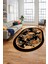 Çiçek Desenli Dijital Kaymaz Yıkanabilir Oval Yolluk Mutfak Salon Halısı O-Modern-16-Kahve 4