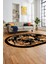 Çiçek Desenli Dijital Kaymaz Yıkanabilir Oval Yolluk Mutfak Salon Halısı O-Modern-16-Kahve 5