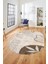 Yaprak Desen Modern Tasarım Dijital Kaymaz Yıkanabilir Oval Yolluk Salon Halısı O-Modern-79-Vizon 4