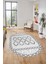Kilim Desen Modern Tasarım Dijital Kaymaz Yıkanabilir Oval Yolluk Salon Halısı O-Modern-81-Gri 2