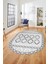 Kilim Desen Modern Tasarım Dijital Kaymaz Yıkanabilir Oval Yolluk Salon Halısı O-Modern-81-Gri 4