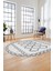 Kilim Desen Modern Tasarım Dijital Kaymaz Yıkanabilir Oval Yolluk Salon Halısı O-Modern-81-Gri 5