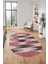 Renkli Desen Baskılı Kaymaz Taban Yıkanabilir Modern Oval Yolluk Salon Halısı O-MODERN-104-PEMBE 1