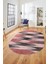 Renkli Desen Baskılı Kaymaz Taban Yıkanabilir Modern Oval Yolluk Salon Halısı O-MODERN-104-PEMBE 3