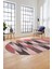 Renkli Desen Baskılı Kaymaz Taban Yıkanabilir Modern Oval Yolluk Salon Halısı O-MODERN-104-PEMBE 4