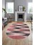 Renkli Desen Baskılı Kaymaz Taban Yıkanabilir Modern Oval Yolluk Salon Halısı O-MODERN-104-PEMBE 5