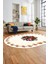 Modern Çiçek Dijital Kaymaz Yıkanabilir Oval Yolluk Mutfak Salon Halısı O-Modern-20-Krem 5