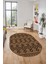 Sade Desen Özel Tasarım Dijital Kaymaz Yıkanabilir Oval Yolluk Salon Halısı O-Modern-87-Kahve 2