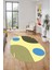 Baskılı Kaymaz Yıkanabilir Oval Koridor Halısı Mutfak Halısı Salon Halısı O-Modern-52-Mavi 4
