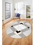 Şık Modern Desenli Dijital Kaymaz Yıkanabilir Oval Yolluk Mutfak Salon Halısı O-Modern-12-Krem 1