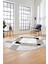Şık Modern Desenli Dijital Kaymaz Yıkanabilir Oval Yolluk Mutfak Salon Halısı O-Modern-12-Krem 2