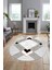 Şık Modern Desenli Dijital Kaymaz Yıkanabilir Oval Yolluk Mutfak Salon Halısı O-Modern-12-Krem 3