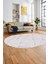 Şık Sade Modern Desenli Dijital Kaymaz Yıkanabilir Oval Yolluk Salon Halısı O-Modern-72-Pembe 2
