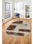Baskılı Kaymaz Taban Yıkanabilir Modern Oval Yolluk Mutfak Salon Halısı O-Modern-93-Kahve 3