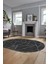 Sade Desenli Baskılı Kaymaz Taban Yıkanabilir Oval Yolluk Salon Halısı O-MODERN-117-ANTRASİT 5