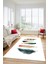 Yaprak Desen Baskılı Kaymaz Taban Yıkanabilir Modern Yolluk Salon Halısı MODERN-114-BEYAZ 4