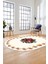 Modern Çiçek Dijital Kaymaz Yıkanabilir Oval Yolluk Mutfak Salon Halısı O-Modern-20-Krem 1