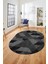 Baskılı Kaymaz Taban Yıkanabilir Modern Şık Oval Yolluk Mutfak Salon Halısı O-Modern-96-Antrasit 3