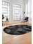 Baskılı Kaymaz Taban Yıkanabilir Modern Şık Oval Yolluk Mutfak Salon Halısı O-Modern-96-Antrasit 4