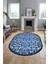 Modern Klasik Desen Dijital Kaymaz Yıkanabilir Oval Yolluk Mutfak Salon Halısı O-Modern-32-Mavi 1
