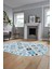 Baskılı Kaymaz Yıkanabilir Etnik Modern Oval Yolluk Mutfak Halısı Salon Halısı O-Modern-60-Mavi 1