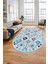 Baskılı Kaymaz Yıkanabilir Etnik Modern Oval Yolluk Mutfak Halısı Salon Halısı O-Modern-60-Mavi 2