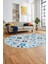 Baskılı Kaymaz Yıkanabilir Etnik Modern Oval Yolluk Mutfak Halısı Salon Halısı O-Modern-60-Mavi 3