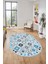Baskılı Kaymaz Yıkanabilir Etnik Modern Oval Yolluk Mutfak Halısı Salon Halısı O-Modern-60-Mavi 4