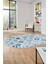Baskılı Kaymaz Yıkanabilir Etnik Modern Oval Yolluk Mutfak Halısı Salon Halısı O-Modern-60-Mavi 5
