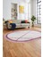 Renkli Modern Kilim Desenli Dijital Kaymaz Yıkanabilir Oval Yolluk Salon Halısı O-Modern-76-Pembe 1