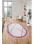 Renkli Modern Kilim Desenli Dijital Kaymaz Yıkanabilir Oval Yolluk Salon Halısı O-Modern-76-Pembe 2