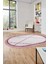 Renkli Modern Kilim Desenli Dijital Kaymaz Yıkanabilir Oval Yolluk Salon Halısı O-Modern-76-Pembe 3