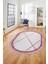 Renkli Modern Kilim Desenli Dijital Kaymaz Yıkanabilir Oval Yolluk Salon Halısı O-Modern-76-Pembe 4