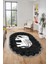 Fil Desen Baskılı Kaymaz Taban Yıkanabilir Modern Oval Yolluk Salon Halısı O-MODERN-101-ANTRASİT 1