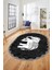 Fil Desen Baskılı Kaymaz Taban Yıkanabilir Modern Oval Yolluk Salon Halısı O-MODERN-101-ANTRASİT 3