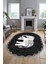 Fil Desen Baskılı Kaymaz Taban Yıkanabilir Modern Oval Yolluk Salon Halısı O-MODERN-101-ANTRASİT 5