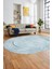 Baskılı Kaymaz Yıkanabilir Zarif Modern Oval Yolluk Mutfak Halısı Salon Halısı O-Modern-62-Mavi 2