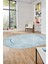 Baskılı Kaymaz Yıkanabilir Zarif Modern Oval Yolluk Mutfak Halısı Salon Halısı O-Modern-62-Mavi 4