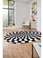 3D Renkli Modern Tasarım Dijital Kaymaz Yıkanabilir Oval Yolluk Salon Halısı O-Modern-78-Siyah 3